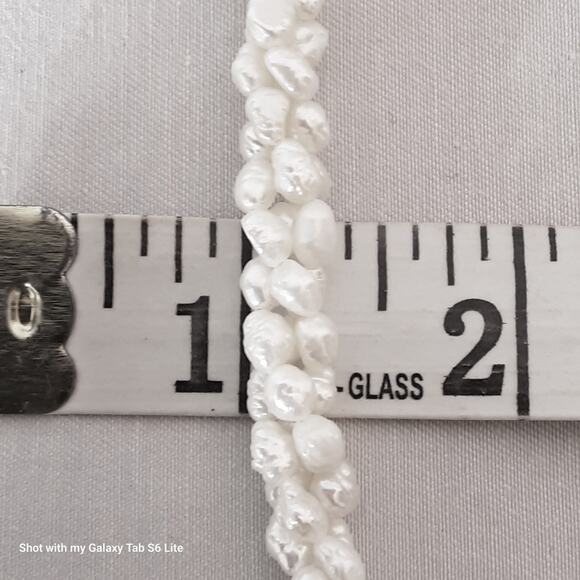 Choker Necklace Twisted Strands Faux Freshwater Pearl Beads Ornate Slide Clasp - Picture 8 of 8